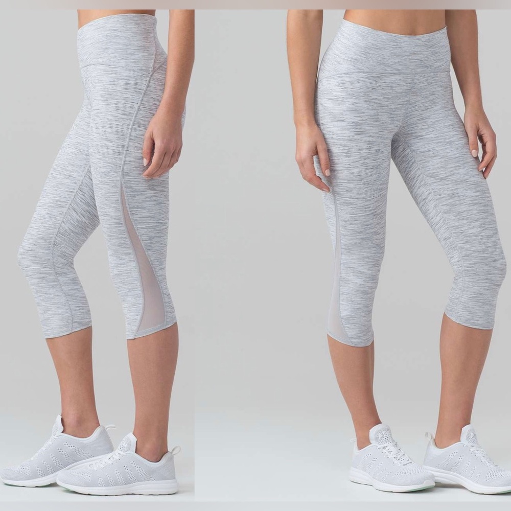 Lululemon Train Times Crop Leggings Mesh Stripe Space Ice Grey Alpine White